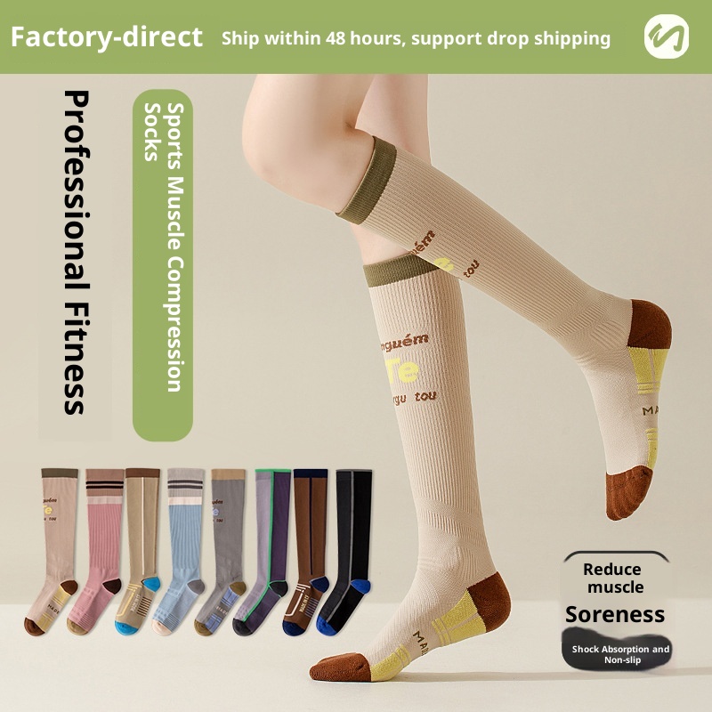 001 001 Per donne Sport Fitness professionale Corsa Corda per saltare Energia muscolare Compressione metà polpaccio Yoga Calzini dimagranti per le gambe_voghion.com