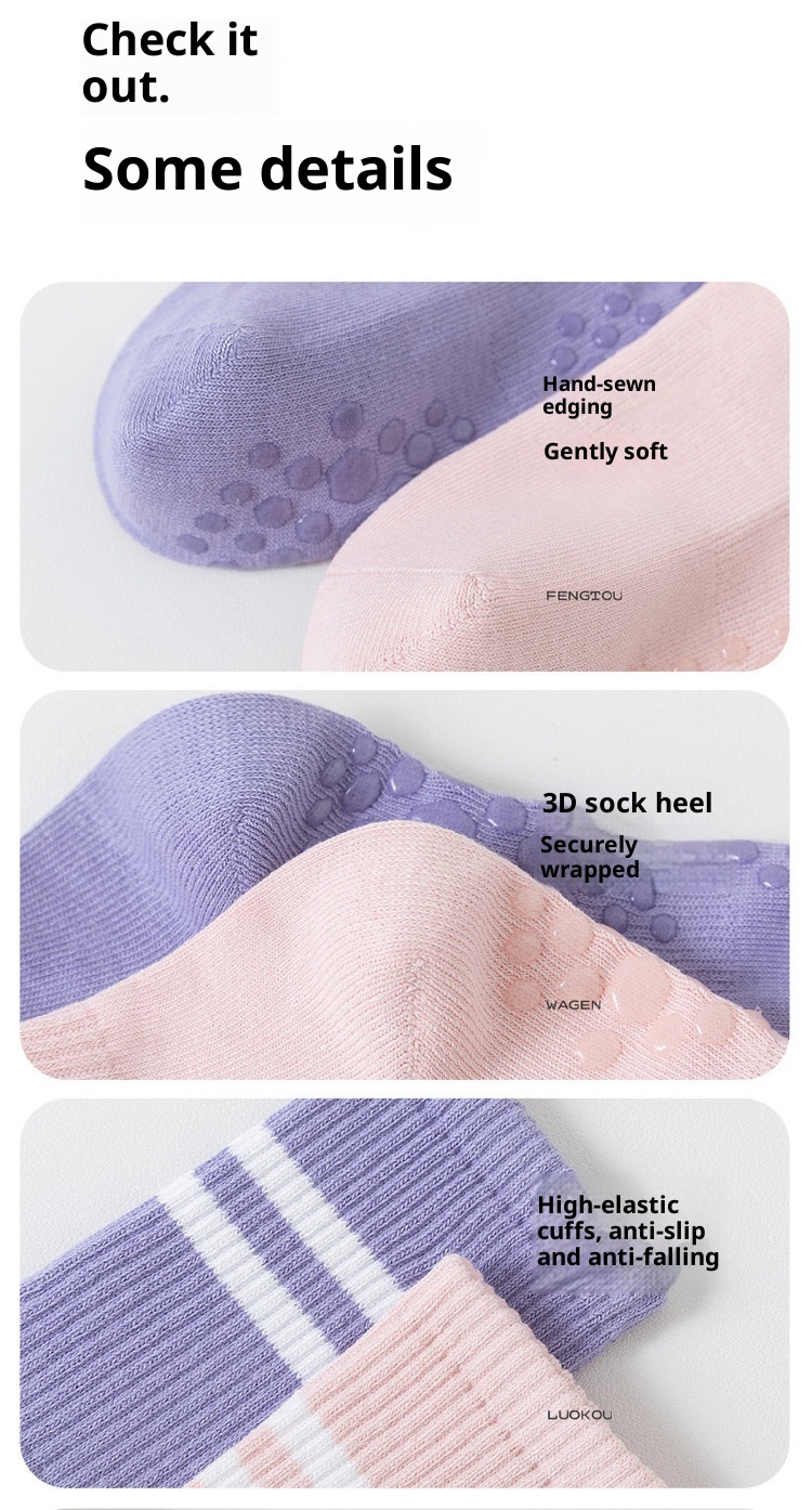 001 Professionelle Yoga-Socken für Damen, wadenlang, Frühling und Sommer, rutschfest, Pilates, Anfänger, für drinnen, speziell für den Boden_voghion.com