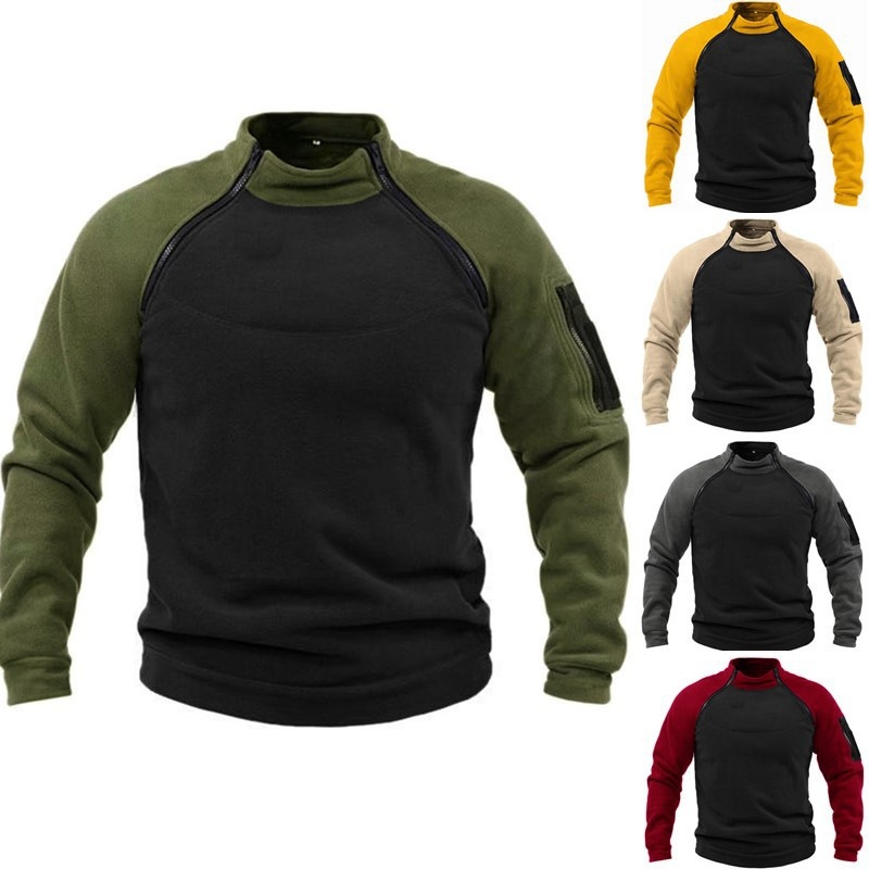 ActiveGo ActiveGo Fabricant transfrontalier européen-américain Sweat-shirt à col montant Printemps et automne Coupe ample à double manches Color Block_voghion.com