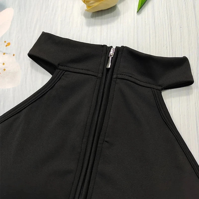 001 Abbigliamento sportivo fitness con cerniera posteriore e imbottitura per il torace, sensazione di nudità, sollevamento fianchi, yoga ad asciugatura rapida_voghion.com