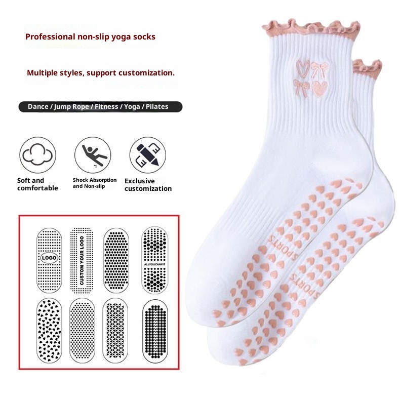 Chaussettes de sport au sol à cinq orteils, antidérapantes et confortables, style professionnel, pour le yoga et le Pilates (modèle 001), avec pantalon requin mi-mollet._voghion.com