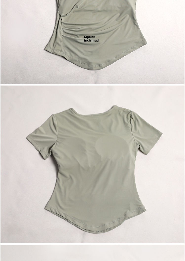 001 Yoga Shirt With Chest Pads For Women, Pilates Training, Running, Waist-Cinching, Short Sleeve Sports Top, Wholesale From_voghion.com
