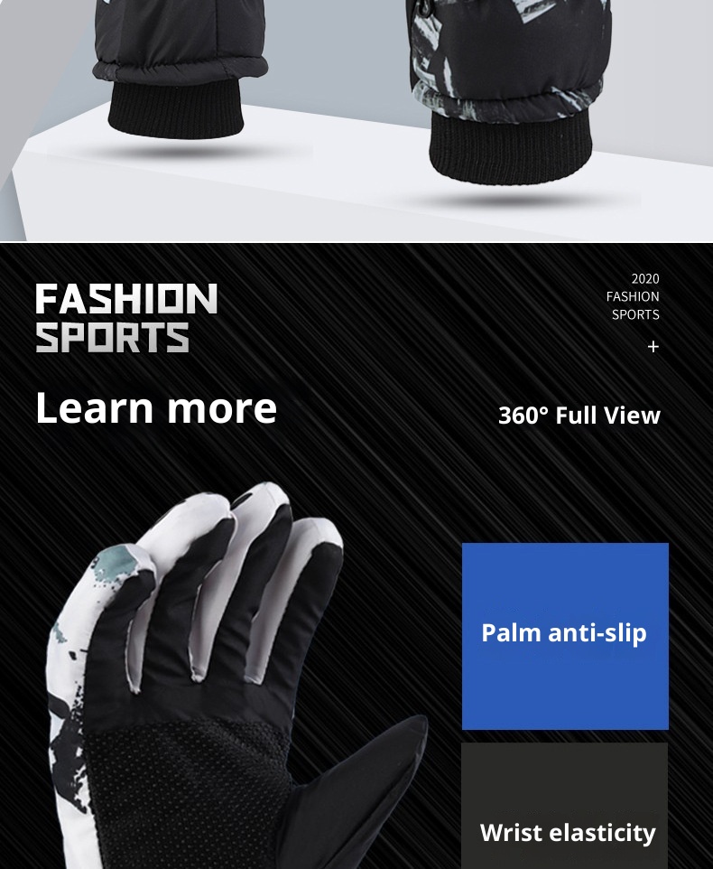 ActiveGo Winter Heren en Dames Koudebestendig Fleecegevoerd Verdikt Katoen Waterdicht Antislip Warm Fietsen Buiten Wit Graffiti_voghion.com