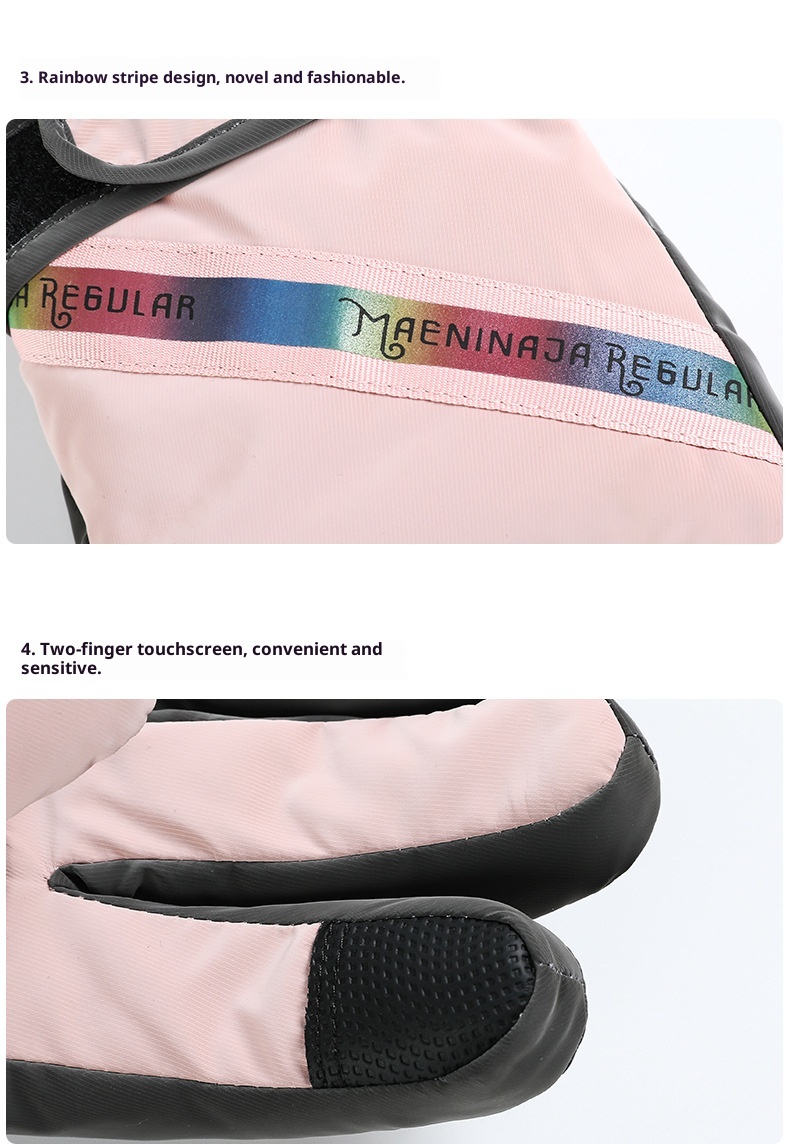 ActiveGo Women's Ski Winter New Fleece-Lined Thickened Reflective Outdoor Sports Riding Warm Windproof Cold-Proof Gloves_voghion.com