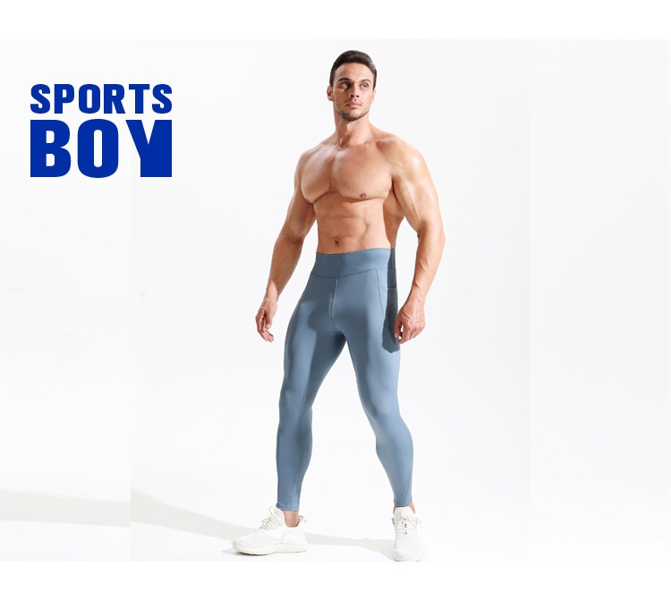001 Men's Shark Running Tight Yoga Marathon Compression Waist Track And Field High Elastic Pants_voghion.com