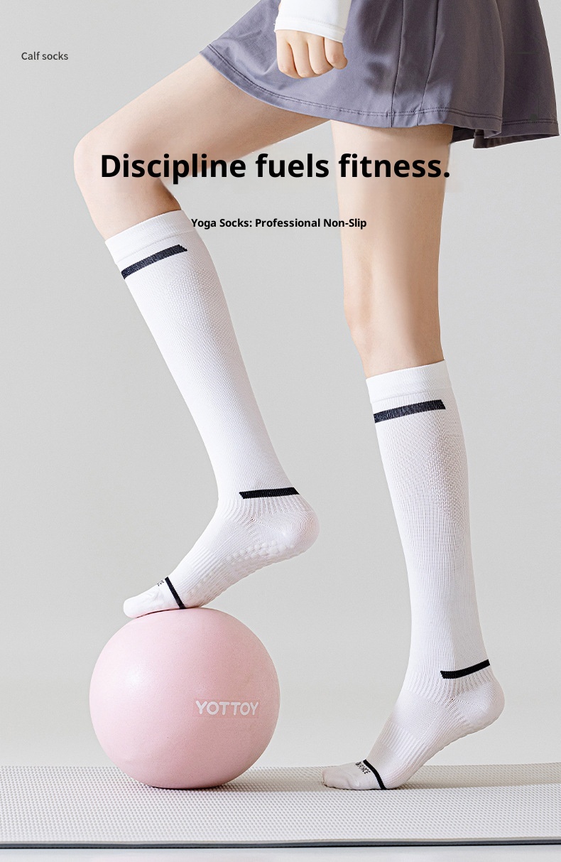 001 Yoga Women Non-Slip Professional Sports Calf Slimming Pilates Running Jump Rope Muscle Compression Socks_voghion.com