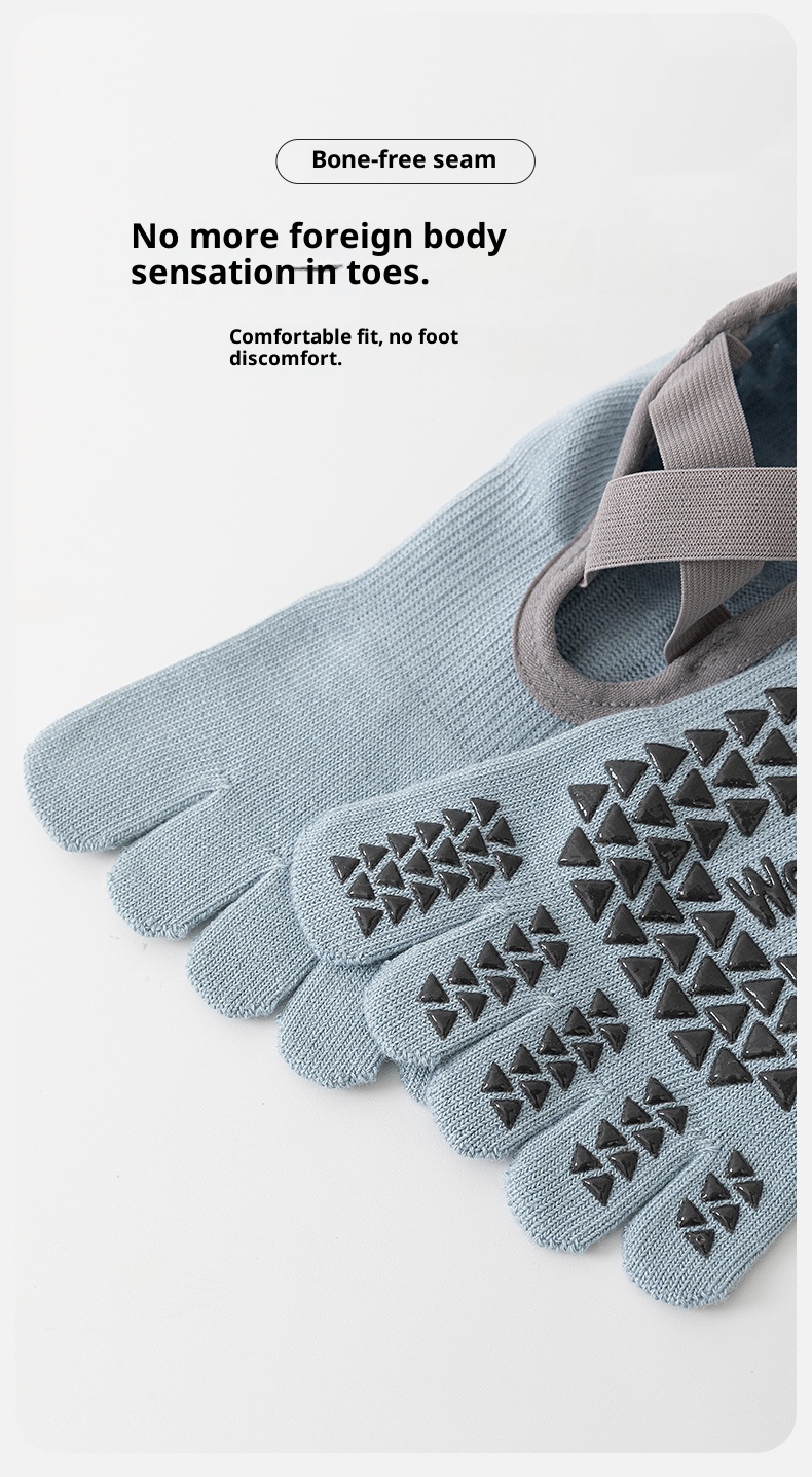 Chaussettes de yoga professionnelles à cinq orteils pour femmes, antidérapantes, idéales pour la danse, le pilates et le bateau._voghion.com