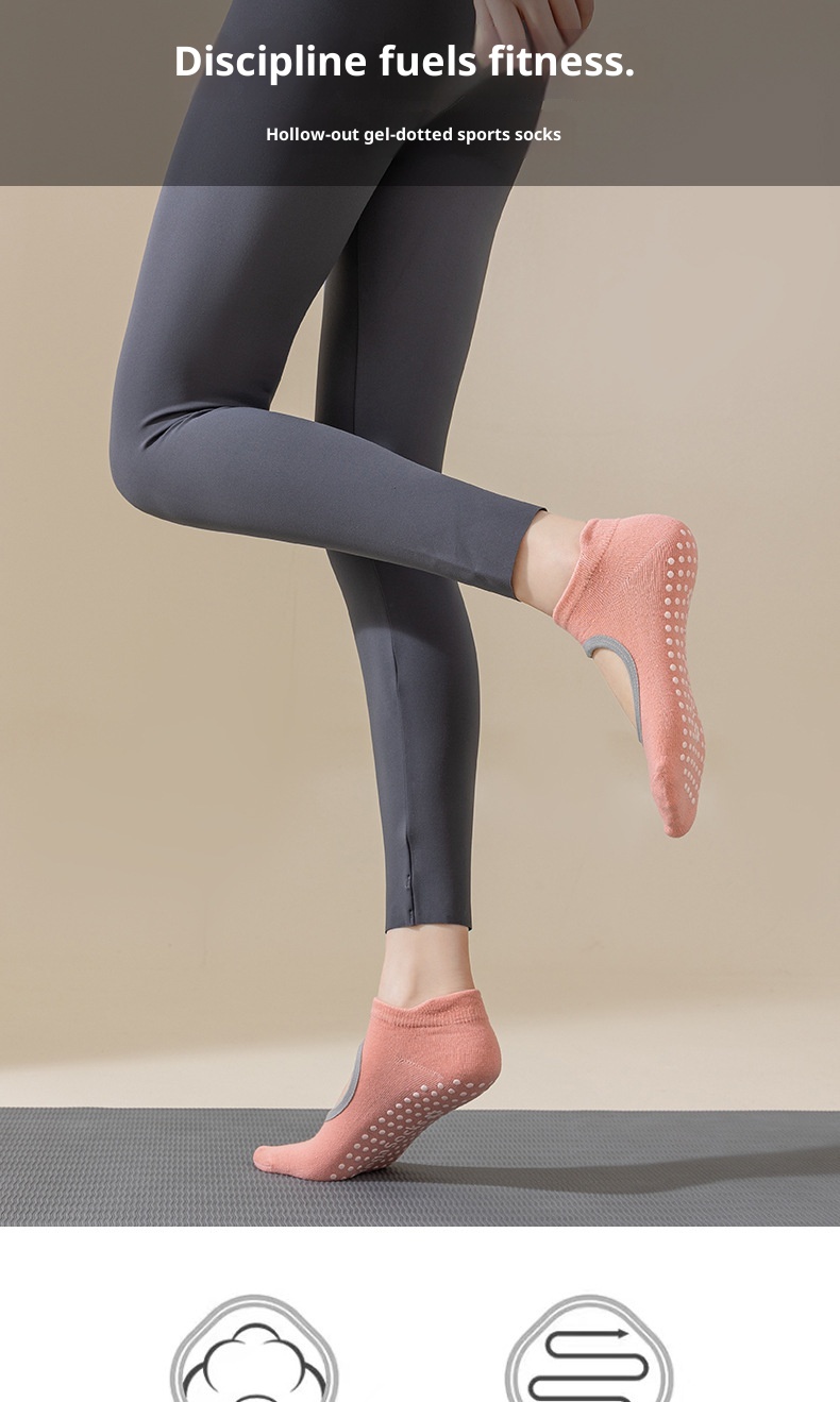 001 Professional Indoor Fitness Yoga Pilates Silicone Non-Slip Socks For Women Hollow Out Backless Breathable_voghion.com