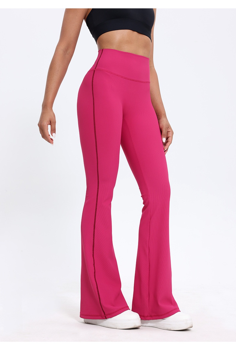 Pantalon de yoga taille haute pour femme, effet push-up, idéal pour le fitness, la course à pied et l'entraînement en extérieur. Coupe évasée et amincissante._voghion.com