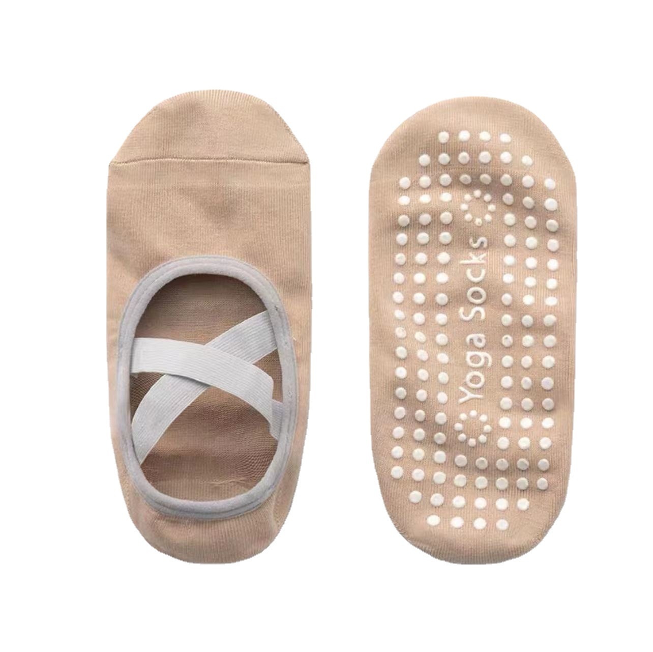 001 Non-Slip Silicone Yoga Socks With Adhesive Straps For Fitness, Dance, Running, Pilates, Indoor Floor, And Trampoline_voghion.com