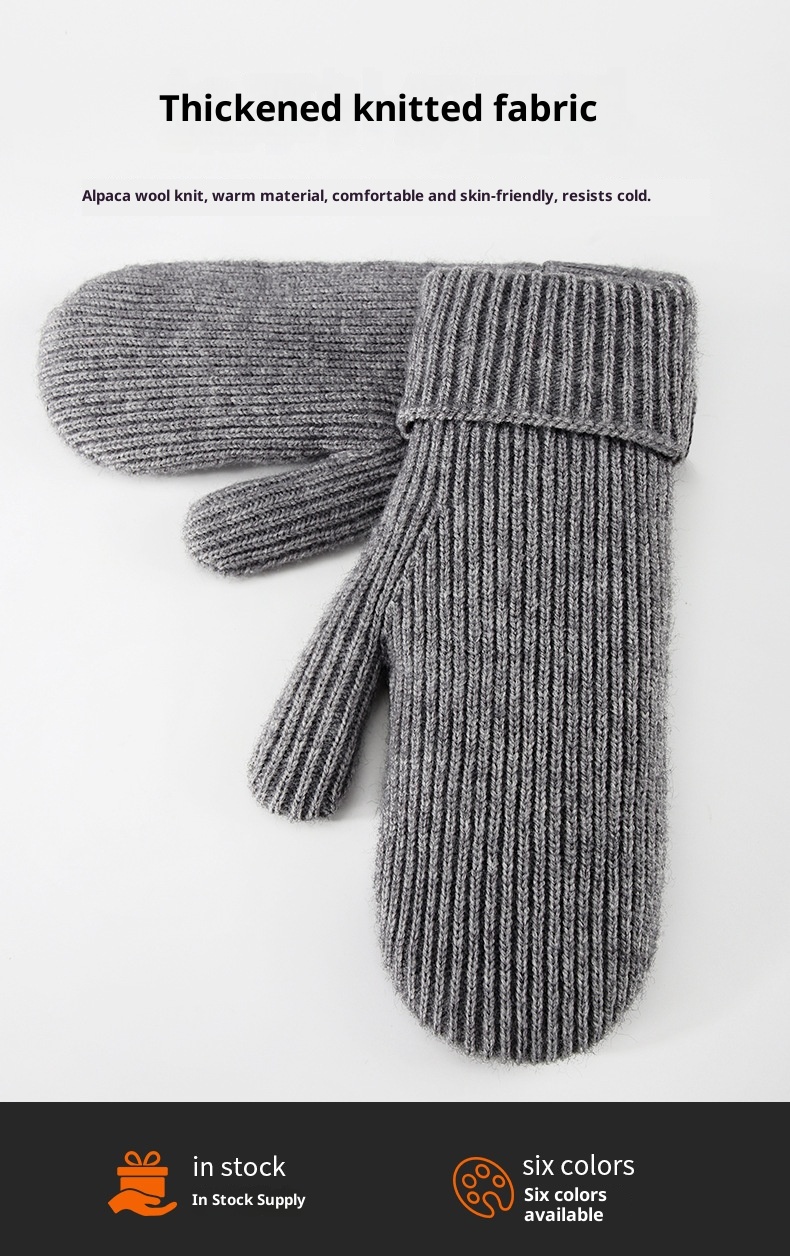 ActiveGo Women's Fleece-Lined Thick Knitted Double-Layer Warm Ski Gloves Outdoor Cycling Mittens_voghion.com