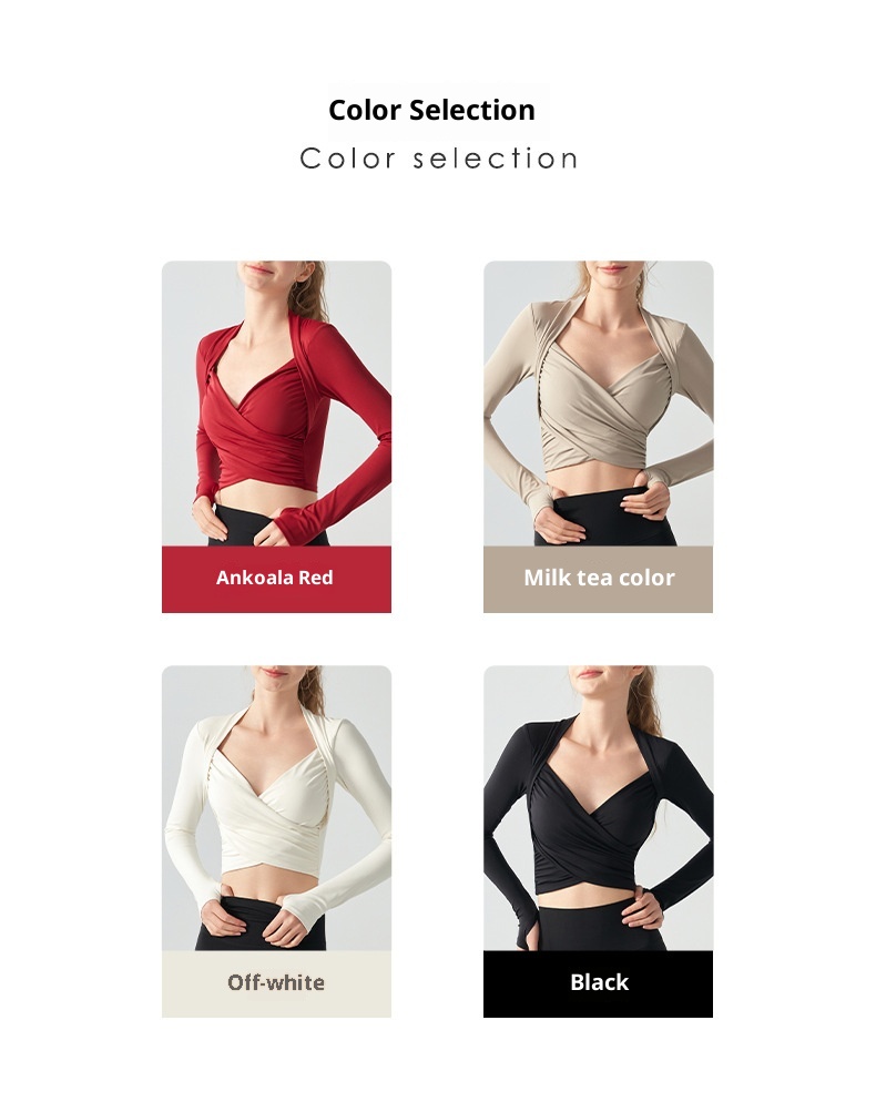 001 Top sportivo da yoga da donna, autunno inverno, con coppa fissa, aspetto alto, nuovo, abbigliamento fitness per allenamento Pilates a maniche lunghe_voghion.com