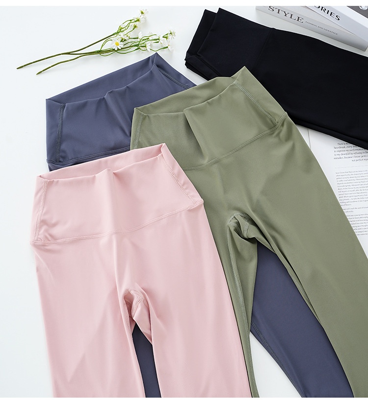 Legging de yoga Lulu Style couleur crème pour femme, effet seconde peau, taille haute, effet push-up, vêtement de sport moulant, sous-vêtement technique, séchage rapide_voghion.com
