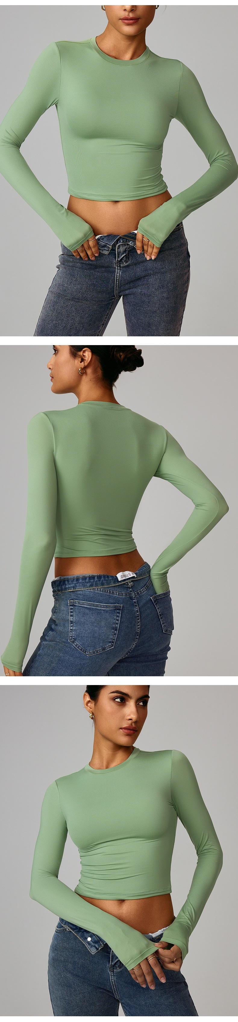 T-shirt moulant femme 001, séchage rapide, manches longues, idéal pour le yoga, le pilates, la course à pied et le fitness (réf. 8743)_voghion.com