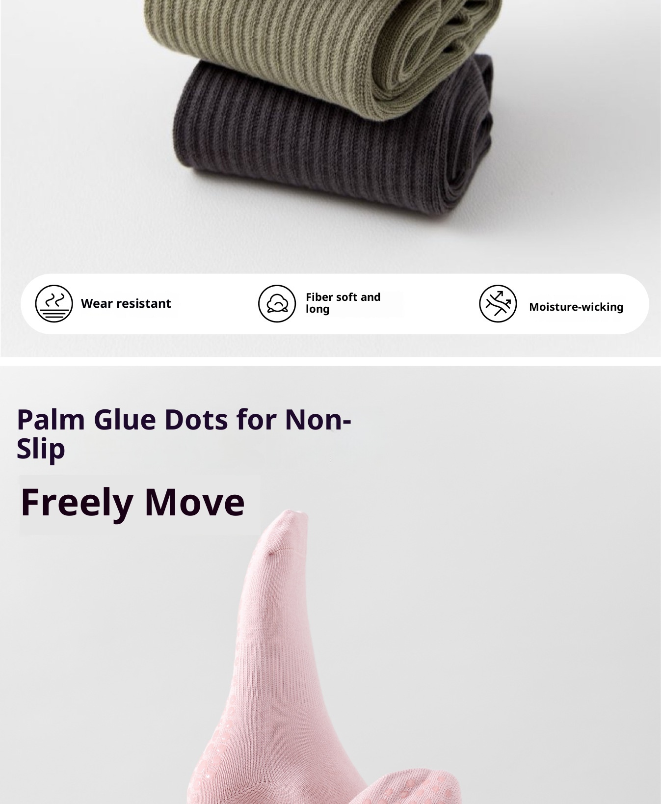 Chaussettes de yoga professionnelles pour femmes, automne et hiver, en silicone antidérapant, idéales pour le sport, le fitness, la danse et le Pilates._voghion.com