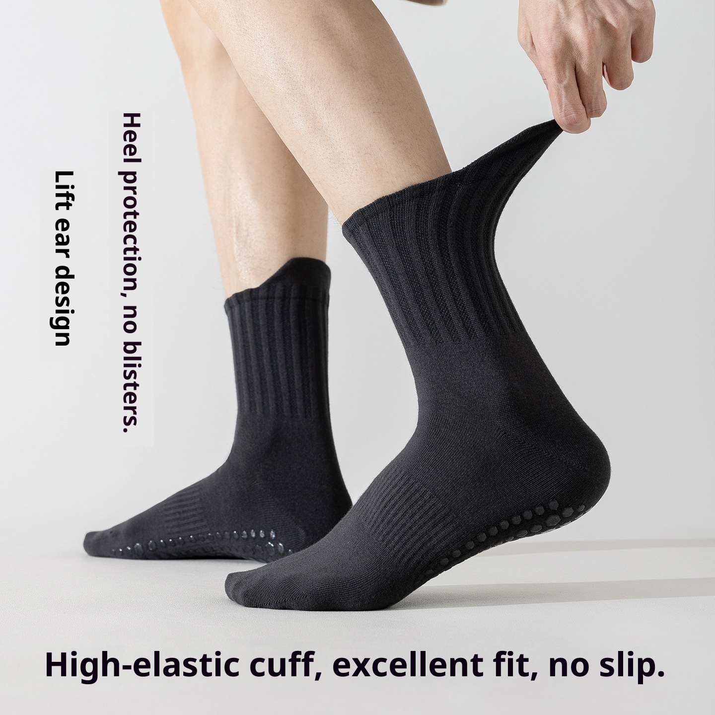 001 Non-Slip Men Mid-Calf Yoga Cotton Professional Sports Sweat-Absorbent Deodorant Pilates Indoor Adult Floor Socks_voghion.com