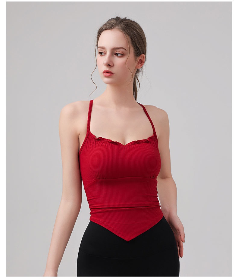 001 Fixed Cup Cross Vest Women Slimming Yoga Fitness Comfortable Thin Strap Outer Wear Sports Bra_voghion.com