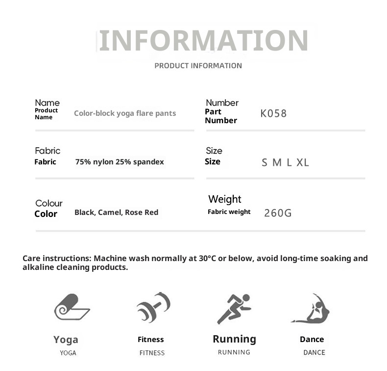 Pantalon de yoga taille haute pour femme, effet push-up, idéal pour le fitness, la course à pied et l'entraînement en extérieur. Coupe évasée et amincissante._voghion.com