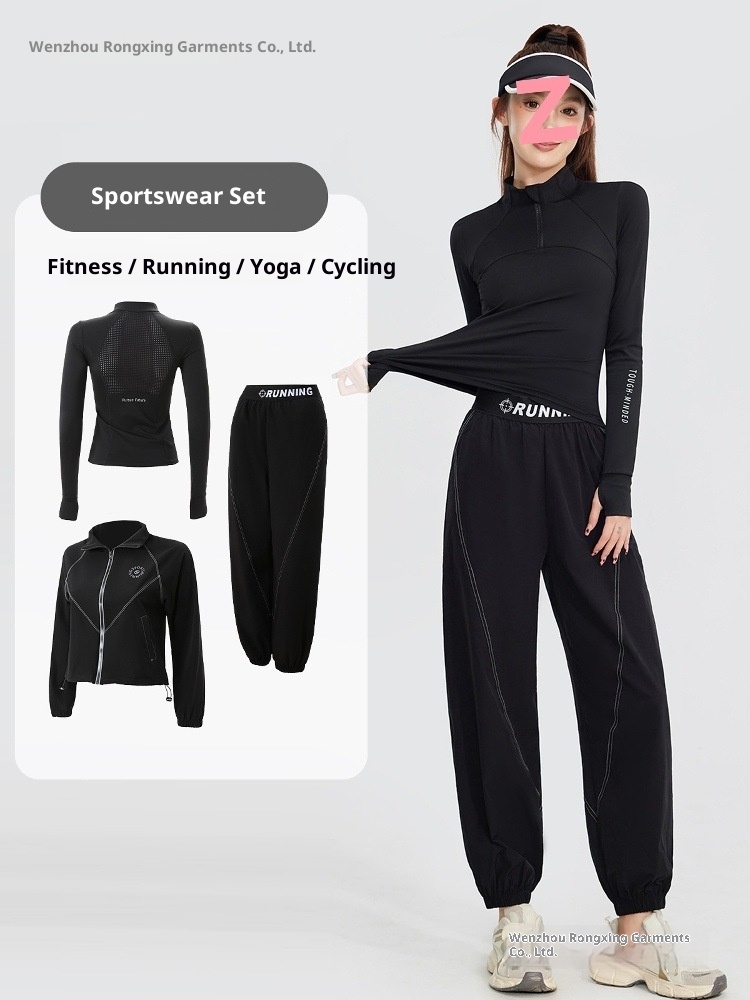 001 Outdoor Morning Sports Suit Women Long Sleeve Running Fitness Yoga Clothes 2025 Autumn New Quick Dry Marathon Top_voghion.com