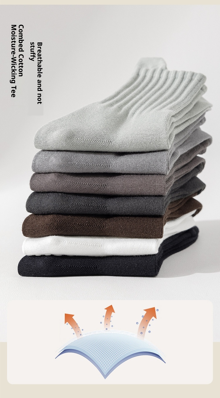 001 Rutschfeste Herren-Yogasocken aus Baumwolle, mittelhoch, schweißabsorbierend, deodorierend, für Pilates, Indoor-Training, geeignet für Erwachsene, Bodensocken_voghion.com