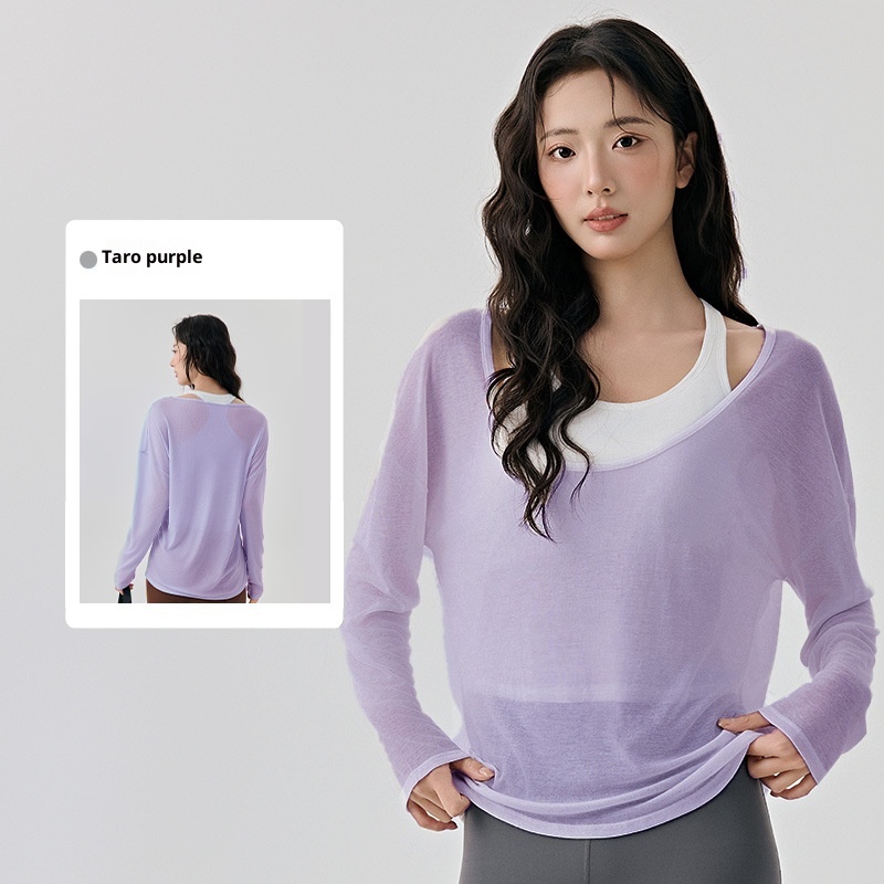 001 Yoga Suit For Women, High-End Layered Two-Piece Set, Breathable Long-Sleeve Top, Pilates Sports Vest With Chest Pads_voghion.com