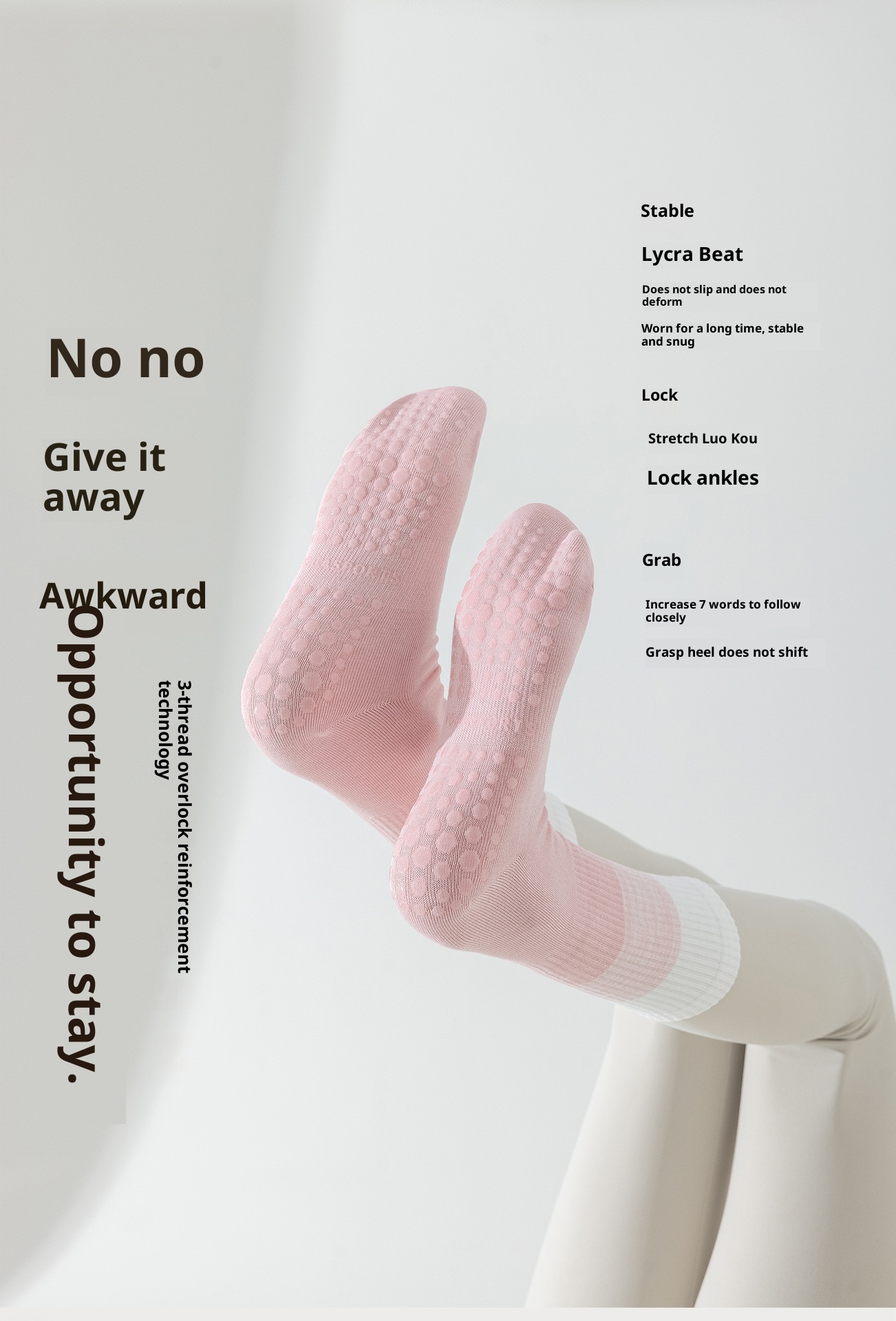 Chaussettes de sport Pilates mi-mollet pour femmes, idéales pour le printemps et l'automne, le fitness, la danse et le yoga. Antidérapantes et confortables._voghion.com