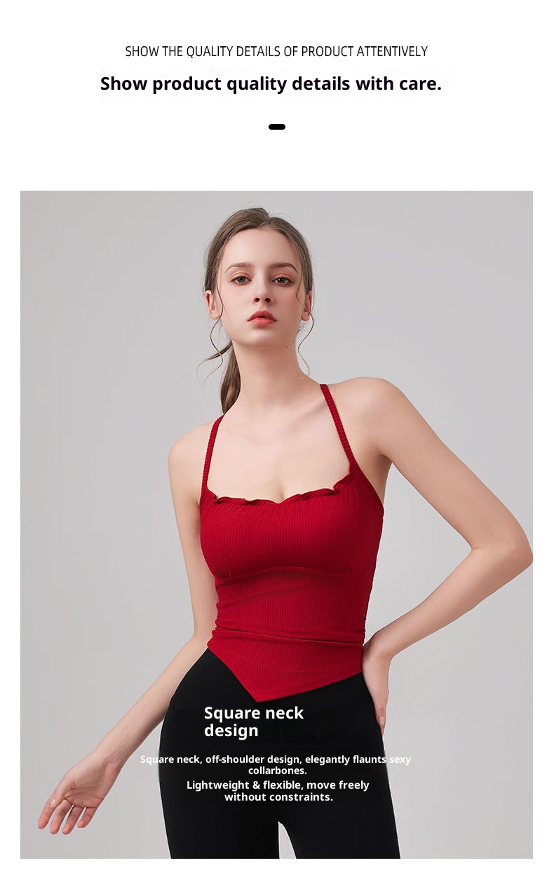 001 Fixed Cup Cross Vest Women Slimming Yoga Fitness Comfortable Thin Strap Outer Wear Sports Bra_voghion.com