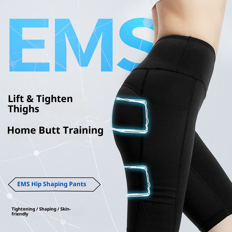 001 Fitness Massage Microcurrent Pulse Five-point Hip-lifting EMS Intelligent Abdominal Shaping Yoga Pants_voghion.com