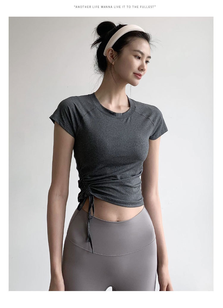 001 Short Sleeve Fitness Shirt Breathable Quick-Dry Sports Top For Women Summer New Running Pilates Training Yoga T-Shirt_voghion.com