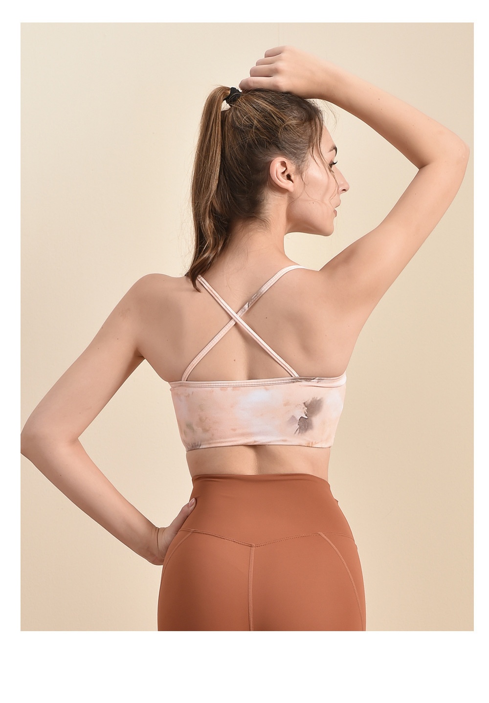 001 New Yoga Wear Fashion National Style Printed Fixed Chest Pad Sports Bra Front Tie Flower Thin Strap Fitness Vest For_voghion.com