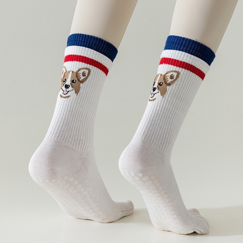 001 Kadınlar İçin Yoga Beş Parmaklı Sevimli Orta Baldır Fitness Dans Öğrencisi Silikon Kaymaz Nefes Alabilir Çoraplar_voghion.com