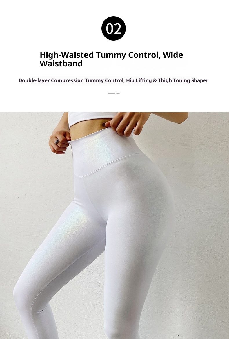 001 Peach Pearlescent Leather Shiny Sports Tight Hip Lift Fitness Quick-Dry Breathable Yoga Pants For Women_voghion.com