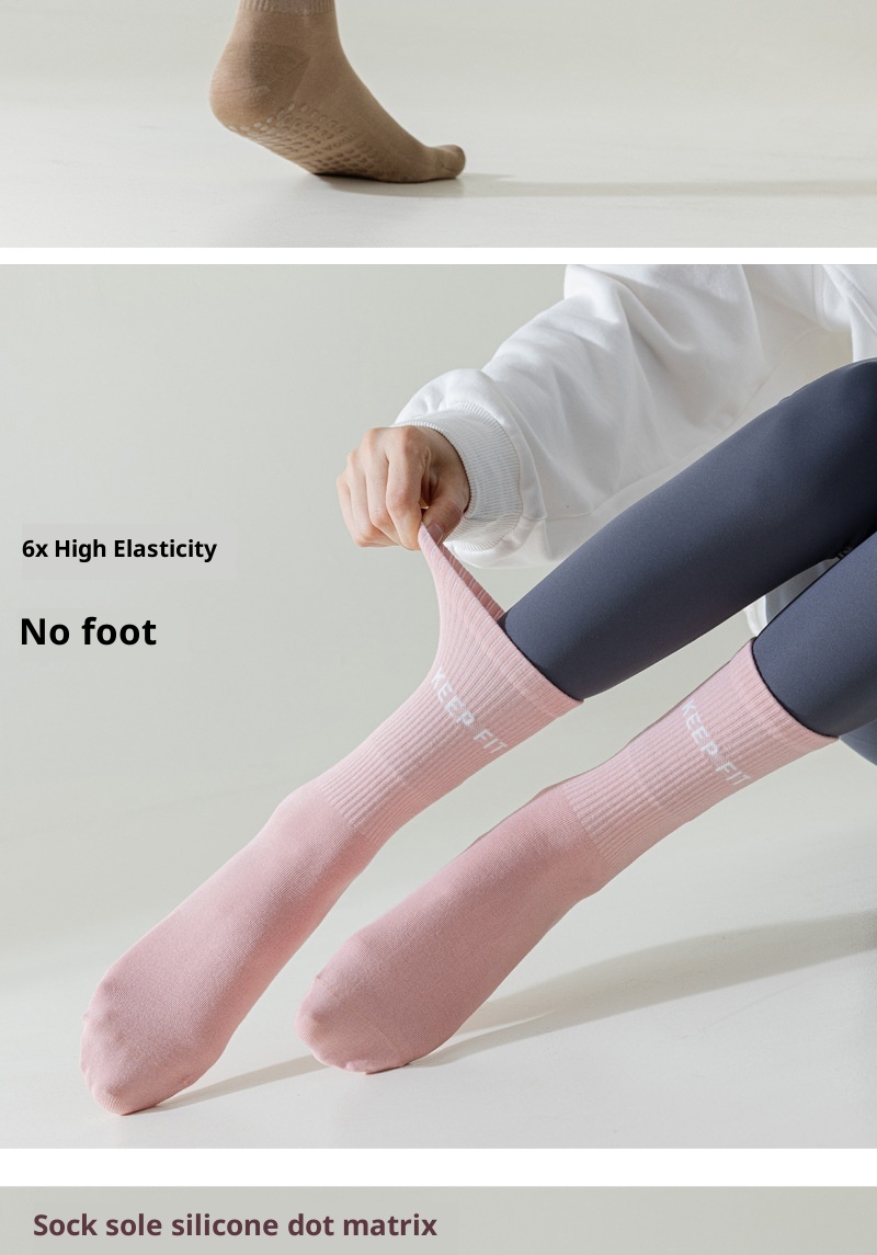 001 001 Yoga Non-Slip Professional Mid-Calf Pressure Pilates Fitness Dance Sports Anti-Pilling Cotton Socks Women_voghion.com
