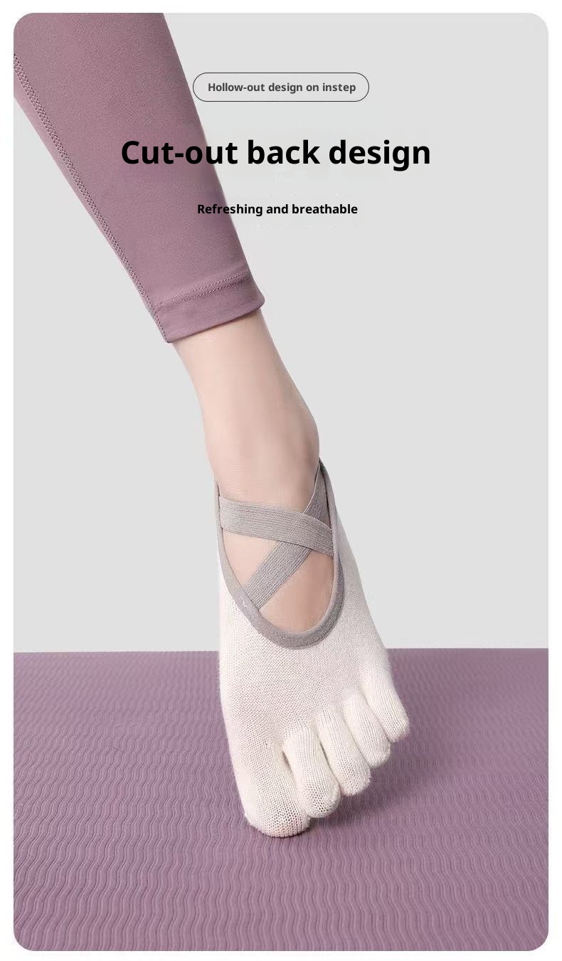 001 Yoga Five-Toe For Women Professional Non-Slip Breathable Sweat-Absorbing Pilates Sports Toe-Separating Floor Socks_voghion.com