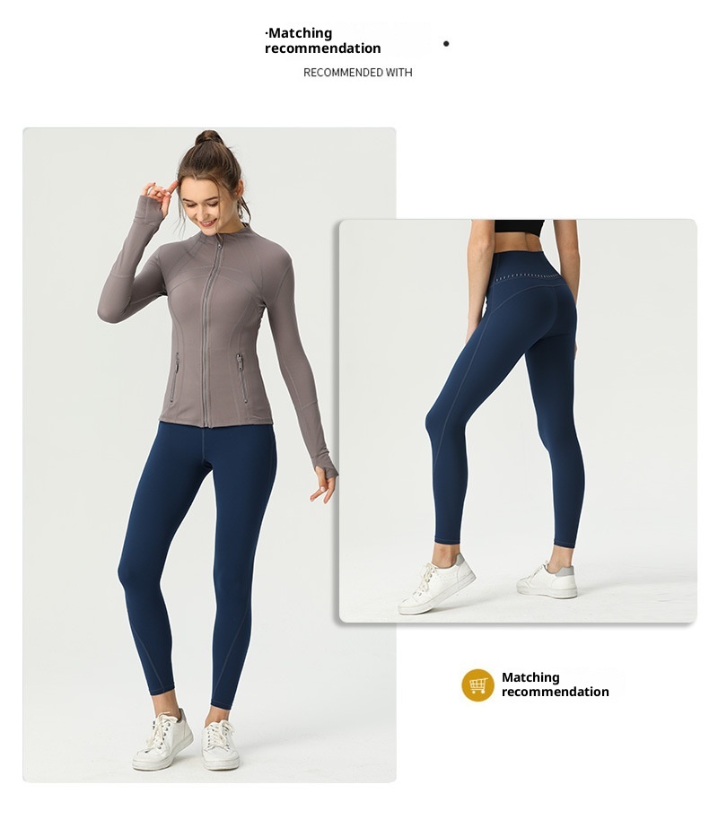 001 Lu Spring Summer Skin-Friendly Double-Sided Brushed Elastic Defi Top Sports Slim Fit Stand Collar Jacket Yoga Wear Coat_voghion.com