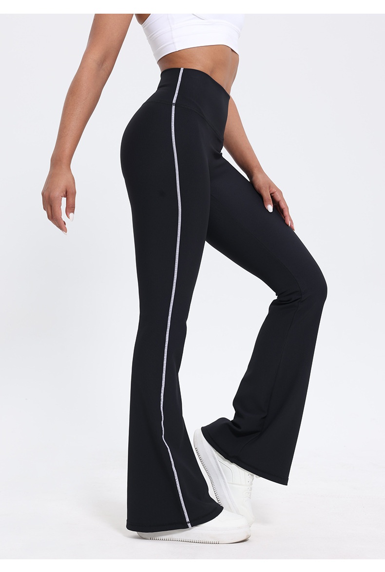 Pantalon de yoga taille haute pour femme, effet push-up, idéal pour le fitness, la course à pied et l'entraînement en extérieur. Coupe évasée et amincissante._voghion.com
