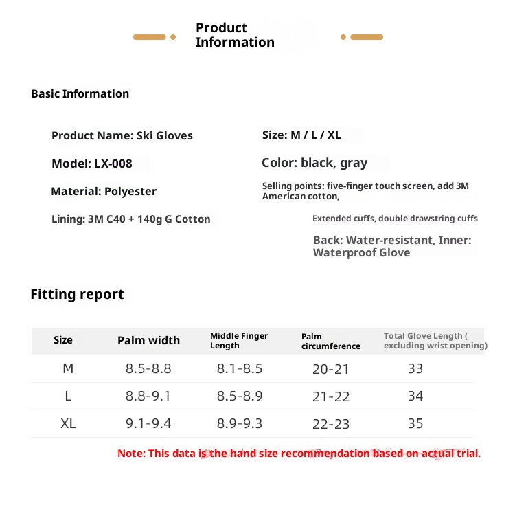ActiveGo Kış Sıcak Kayak Eldivenleri Kalınlaştırılmış Rüzgar Geçirmez Su Geçirmez Tam Parmak Siyah Polar Astarlı Dağcılık Açık Hava Bisikleti_voghion.com