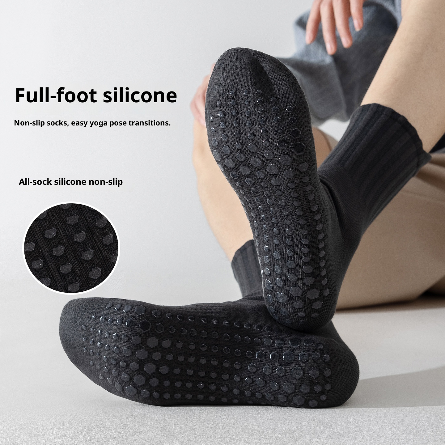 001 Non-Slip Men Mid-Calf Yoga Cotton Professional Sports Sweat-Absorbent Deodorant Pilates Indoor Adult Floor Socks_voghion.com