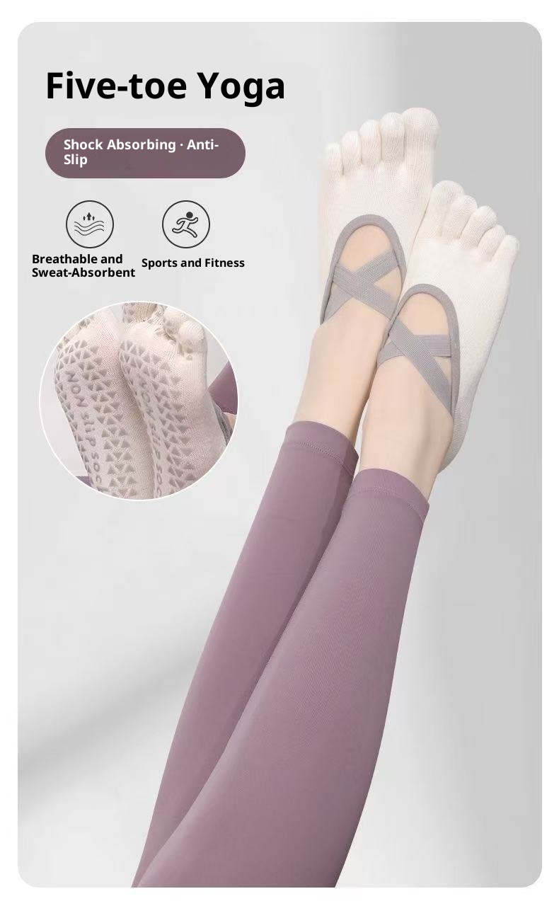 001 Yoga Five-Toe For Women Professional Non-Slip Breathable Sweat-Absorbing Pilates Sports Toe-Separating Floor Socks_voghion.com