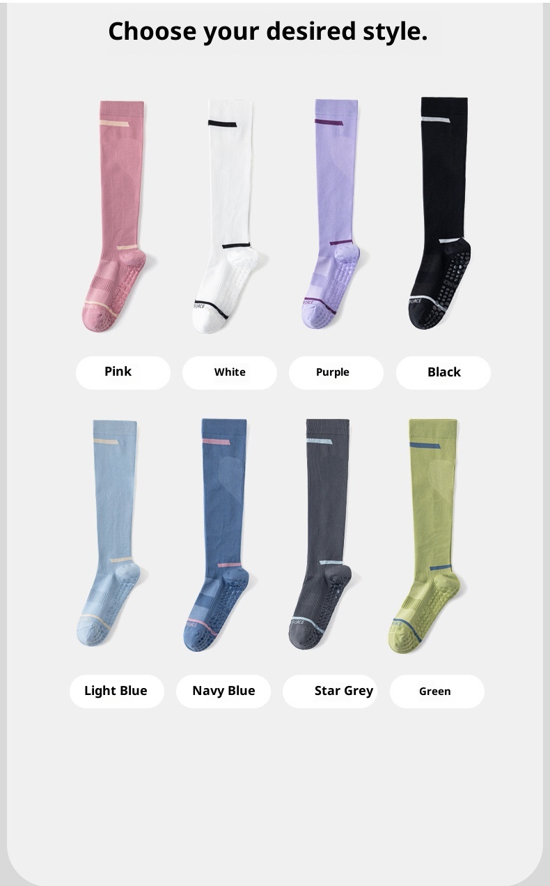 001 Yoga Women Non-Slip Professional Sports Calf Slimming Pilates Running Jump Rope Muscle Compression Socks_voghion.com
