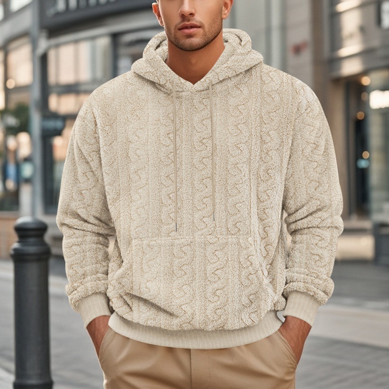 ActiveGo ActiveGo Cross-Border European And American Outdoor Autumn Winter New Men's Hooded Jacquard Teddy Fleece Sports Casual_voghion.com