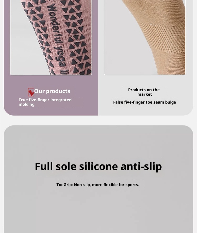 001 Five-Finger Yoga Non-Slip Profeional Women Mid-Calf Pilate Indoor Beginner Training Fitne Sport Toe Separator_voghion.com