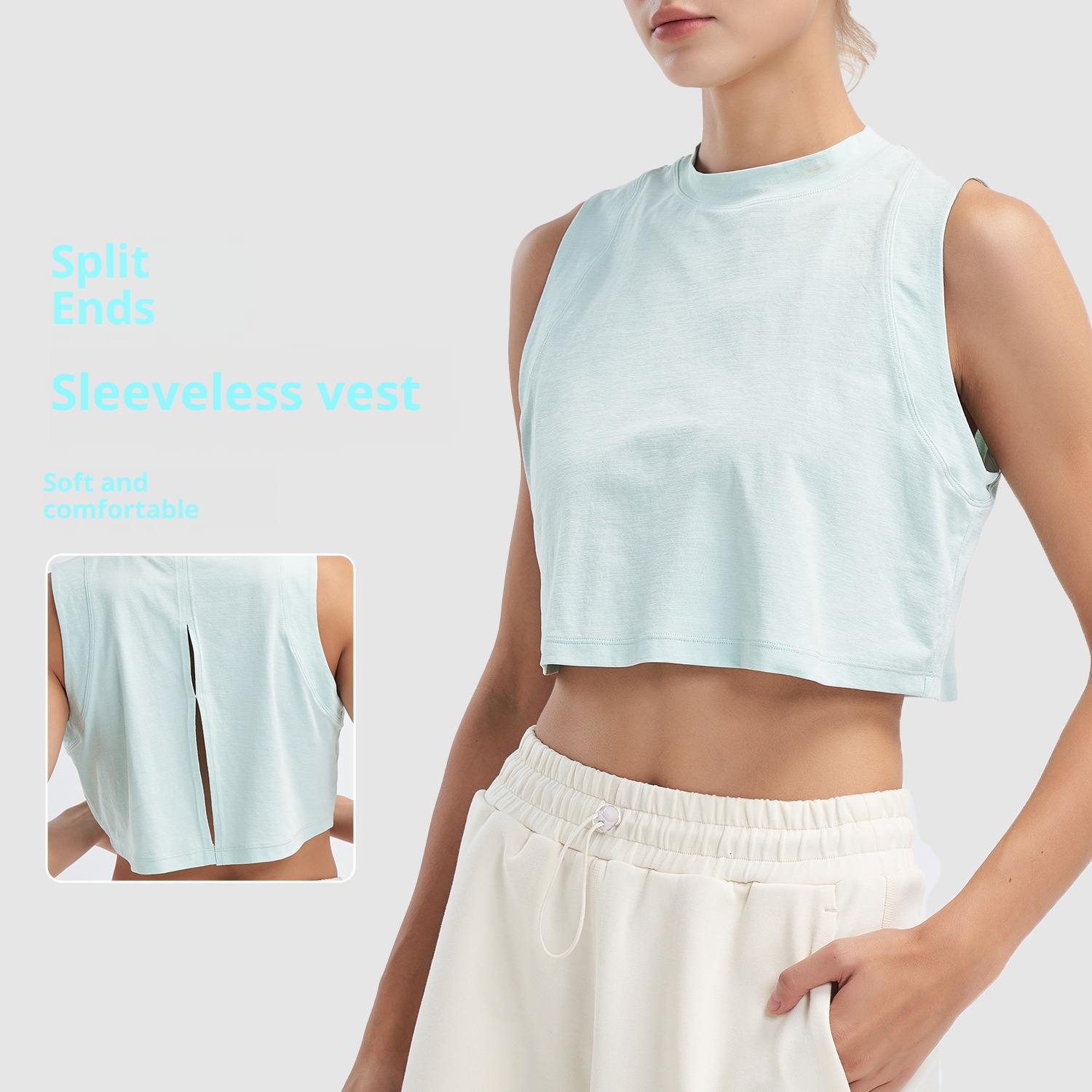 001 Sleeveless Yoga Sports Vest For Women, Barely There Feel, Breathable Running Top, Beautiful Back, Quick-Dry, Loose Fit,_voghion.com