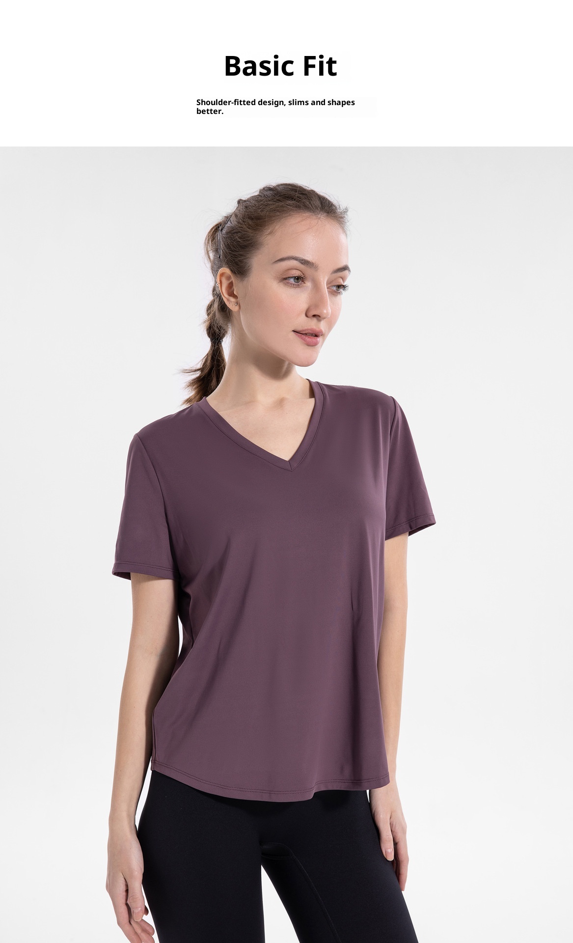 001 Maglietta da yoga con scollo a V taglie forti, a maniche corte, per donna, abbigliamento fitness, primavera estate, maglietta sportiva, corsa all'aperto_voghion.com