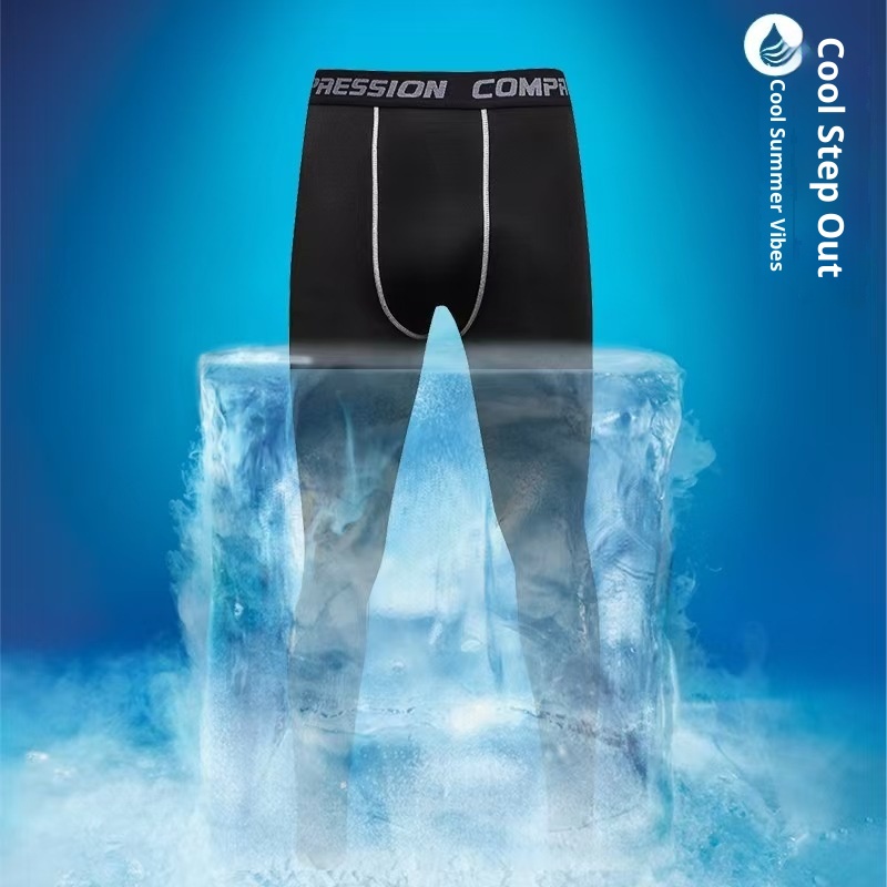 Ensemble de compression pour enfants 001 - Printemps, été, automne - Idéal pour la course à pied, le basketball, le football et le fitness._voghion.com