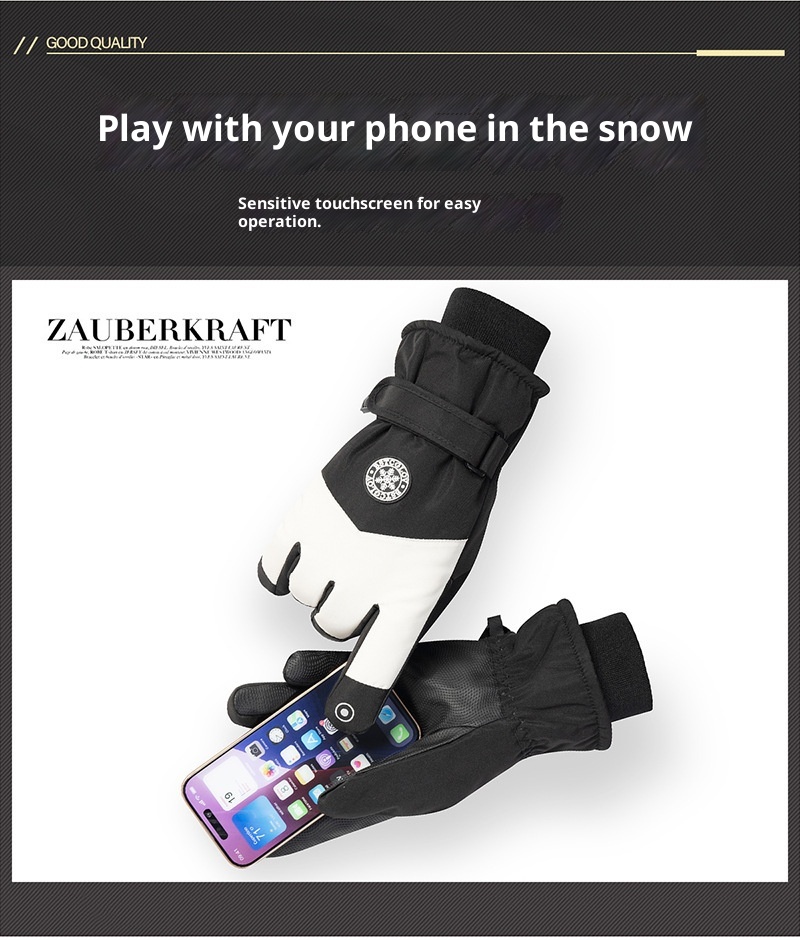 ActiveGo Ski For Men And Women, Outdoor Cycling Touchscreen, Fleece-Lined, Thickened, Warm, Winter Riding Anti-Slip Gloves_voghion.com
