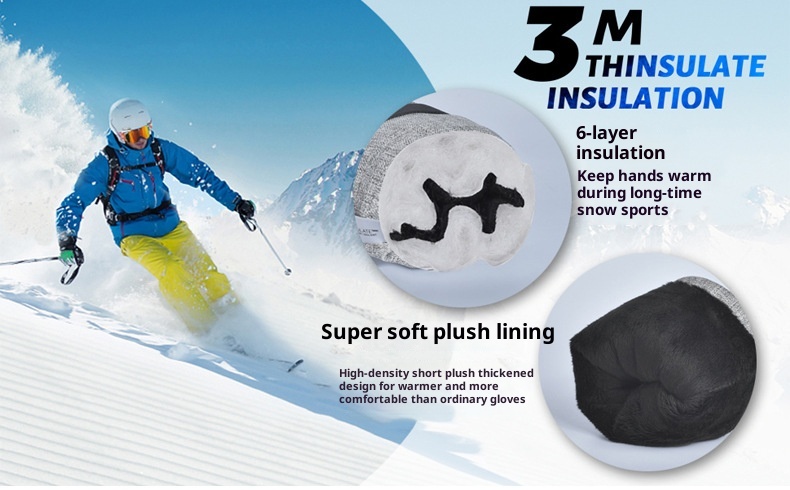 ActiveGo Cross-Border Cold-Proof Mountaineering Touchscreen Ski Cycling Anti-Freeze Winter Fleece-Lined Sports Thermal Gloves_voghion.com