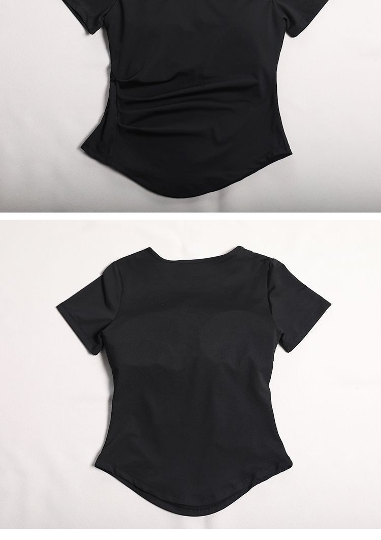 001 Yoga Shirt With Chest Pads For Women, Pilates Training, Running, Waist-Cinching, Short Sleeve Sports Top, Wholesale From_voghion.com