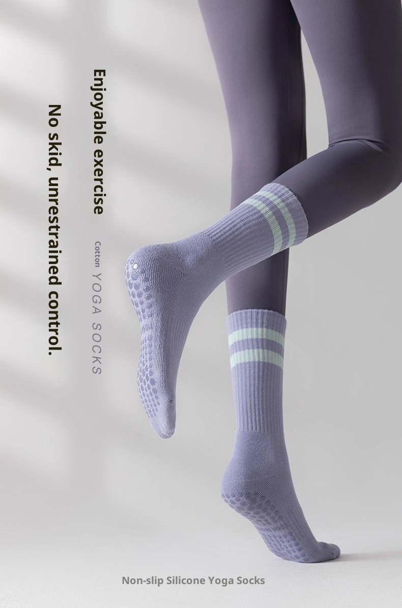 001 Yoga Damen Rutschfeste High-End Professionelle Indoor Pilates Fitness Sport Laufen Springseil Tanz Hohe Socken_voghion.com