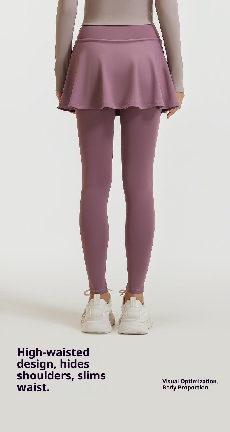 001 Seven Continents Leopard Color Block Two-Piece Skirt High Waist Tummy Control Slimming Fitness Outerwear_voghion.com